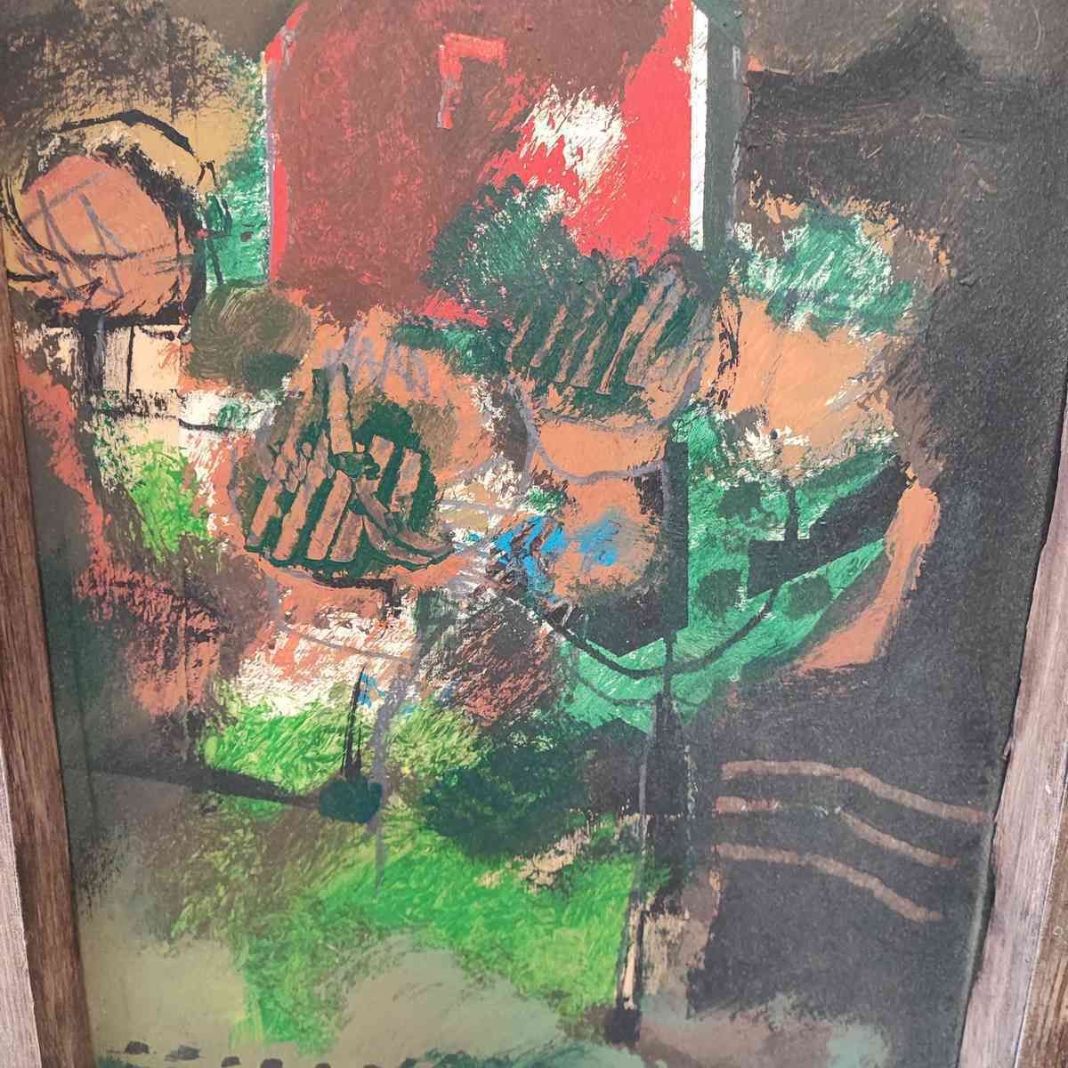 Oil Painting On Canvas Manlio Bacosi, The Red House, 1990 photo for sale