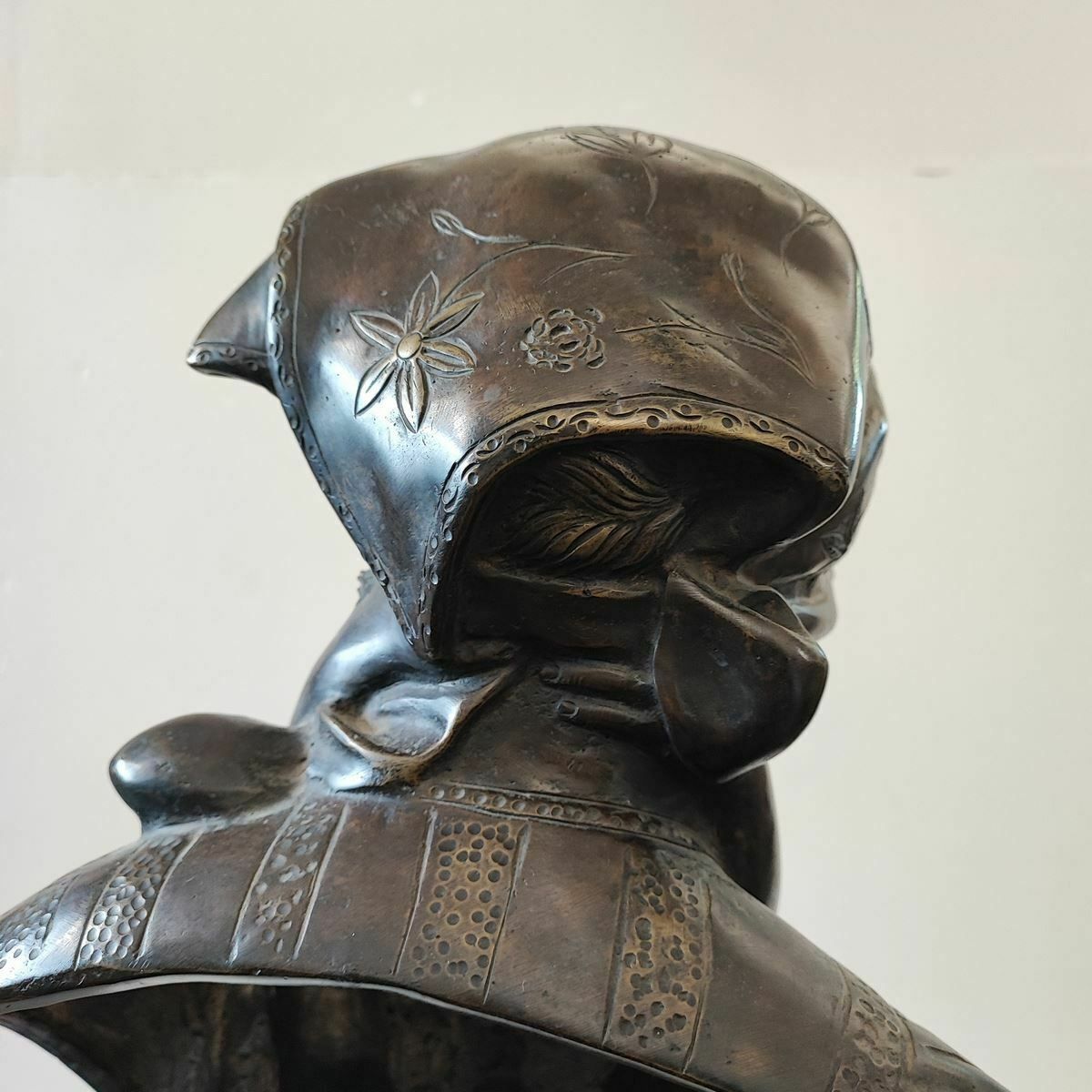 Bronze Sculpture, Anonymous Artist Maternita" Woman With Child With Marble Base photo vinterior