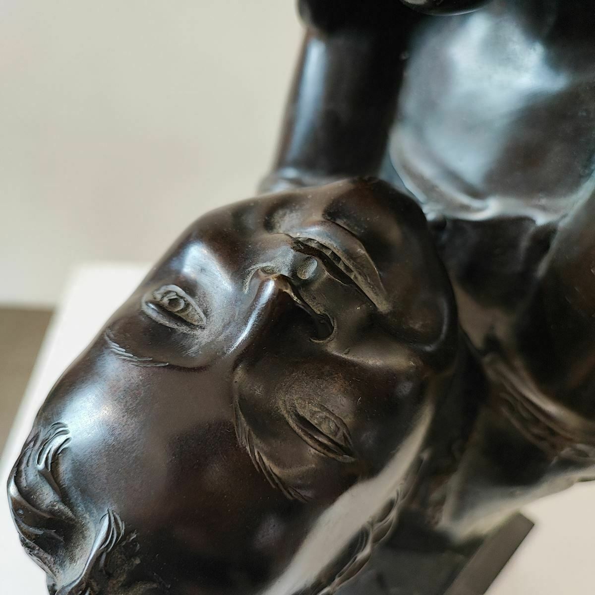 Bronze Sculpture, Anonymous Artist Maternita" Woman With Child With Marble Base photo vintage