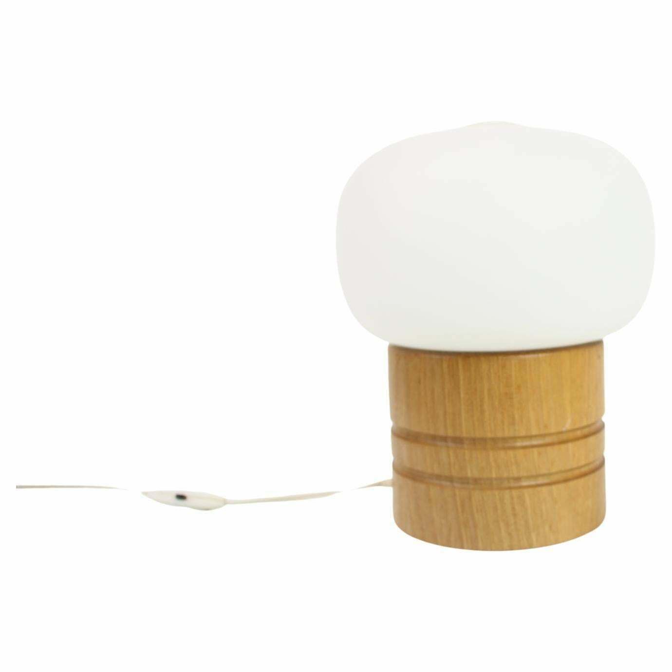 Wooden Table Lamp Osvetlovaci Sklo Valasske Mezirici, 1960s photo furniture