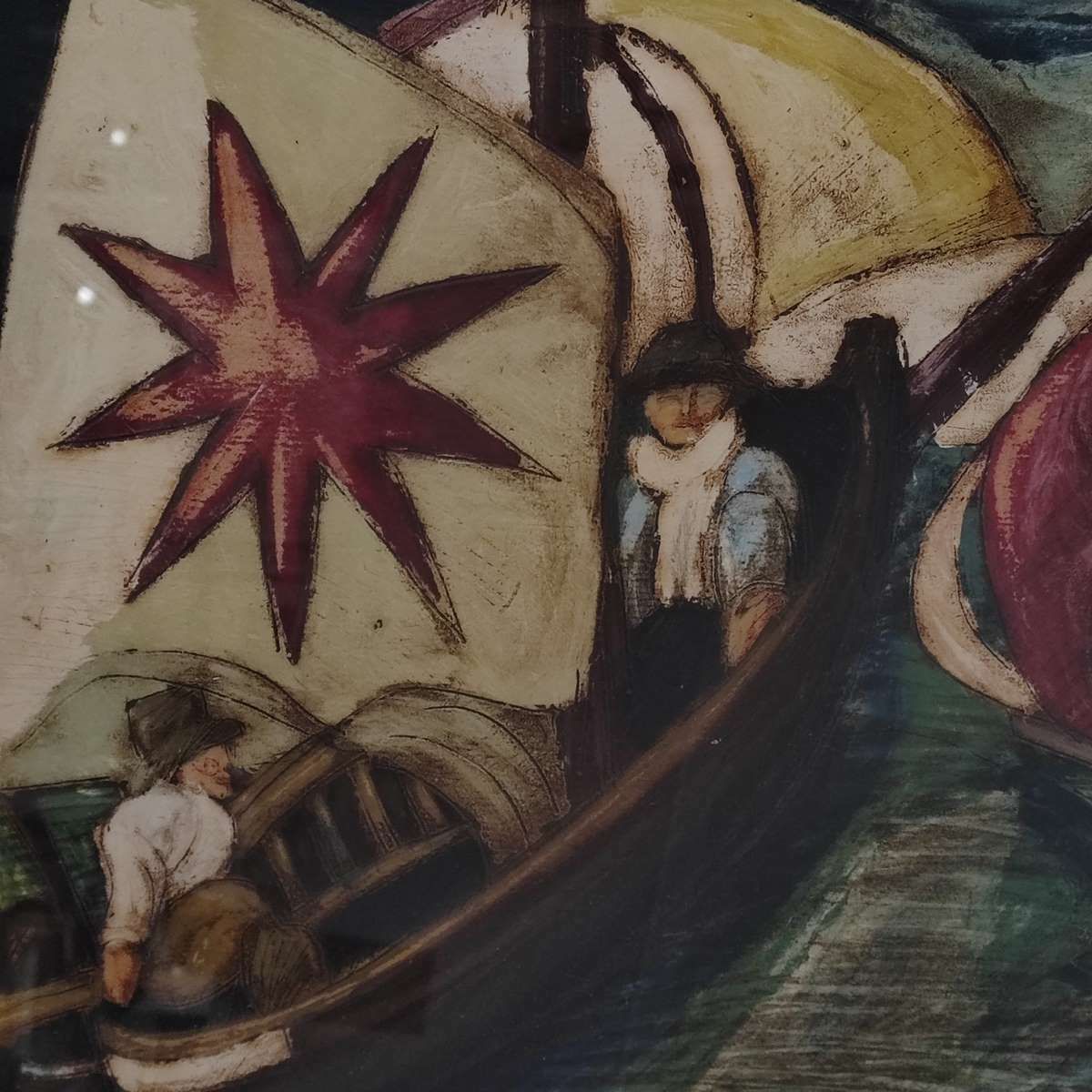 Work By Beppe Serafini Oil On Cardboard, The Sailor's Rest 1980 photo for sale
