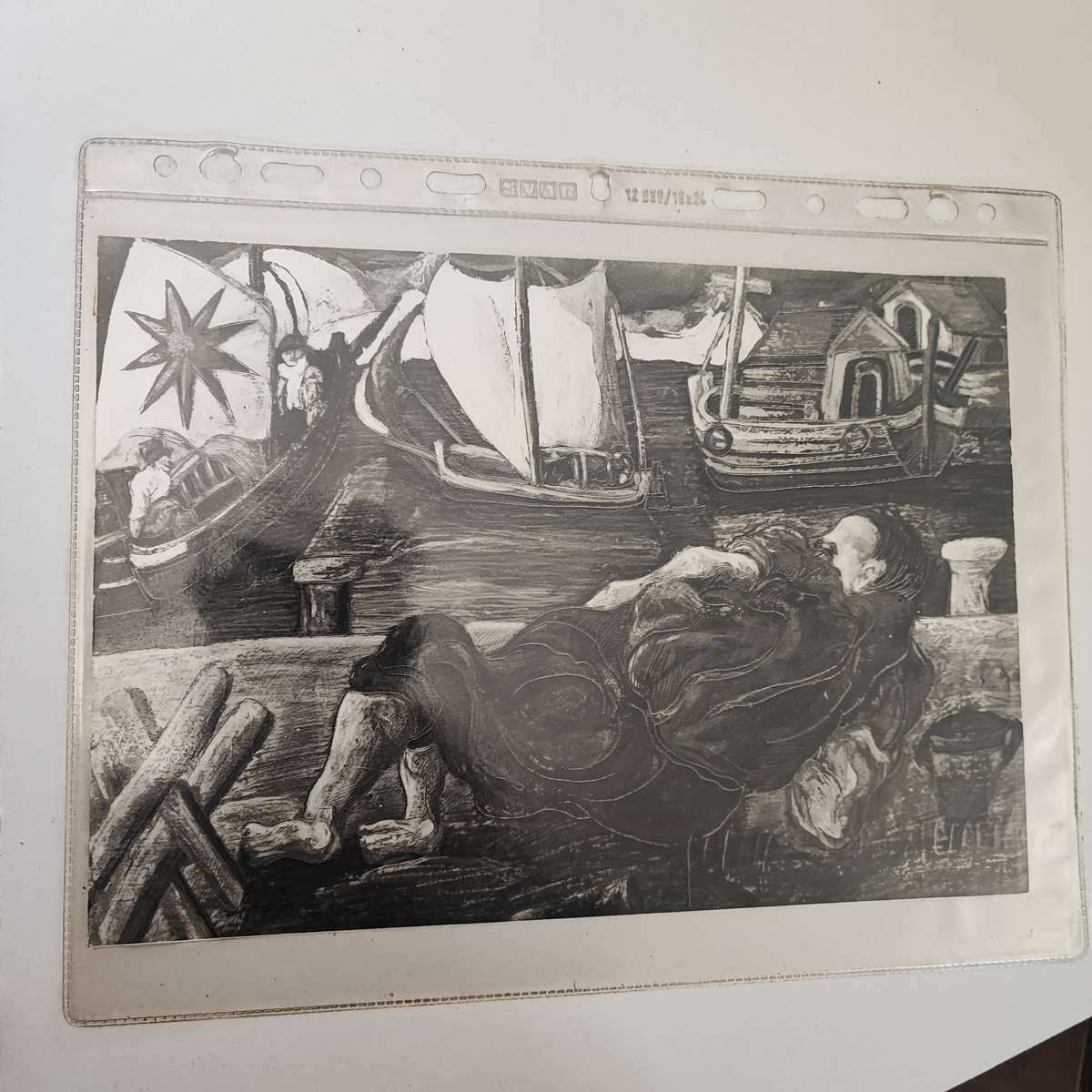 Art Work By Beppe Serafini Oil On Cardboard, The Sailor's Rest 1980 photo