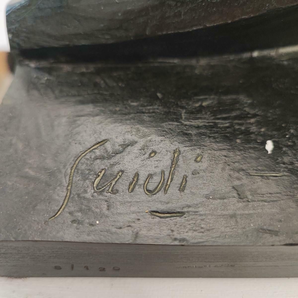 Lost Wax Bronze Sculpture With Ceramic Method Of The Venturi Art Of Virgilio Guidi, Meeting photo for sale