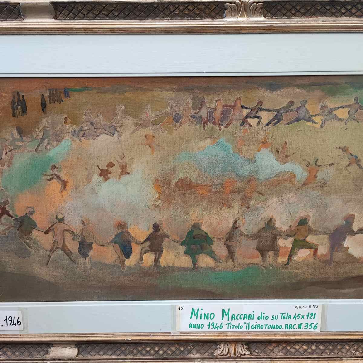 Oil Painting On Canvas By Mino Maccari, Il Girotondo, 1946 photo for sale