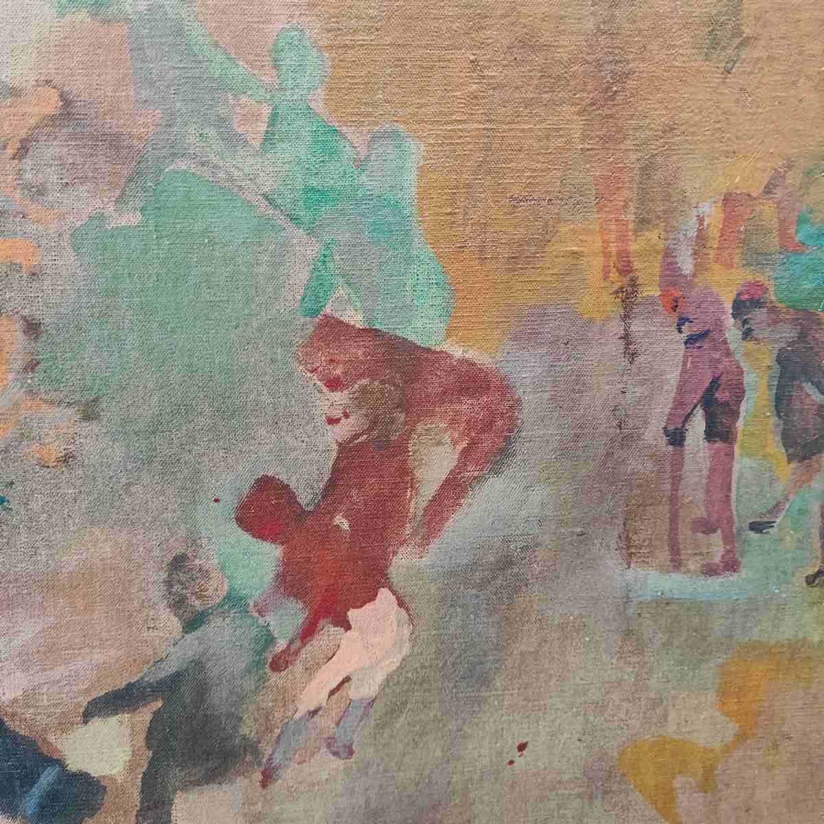 Oil Painting On Canvas By Mino Maccari, Il Girotondo, 1946 photo 21955.0