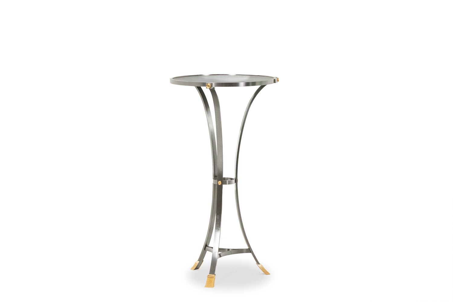 “Canabas” Pedestal Table In Patinated Leather, Steel, And Gilded Brass. Contemporary. Ls59502209h