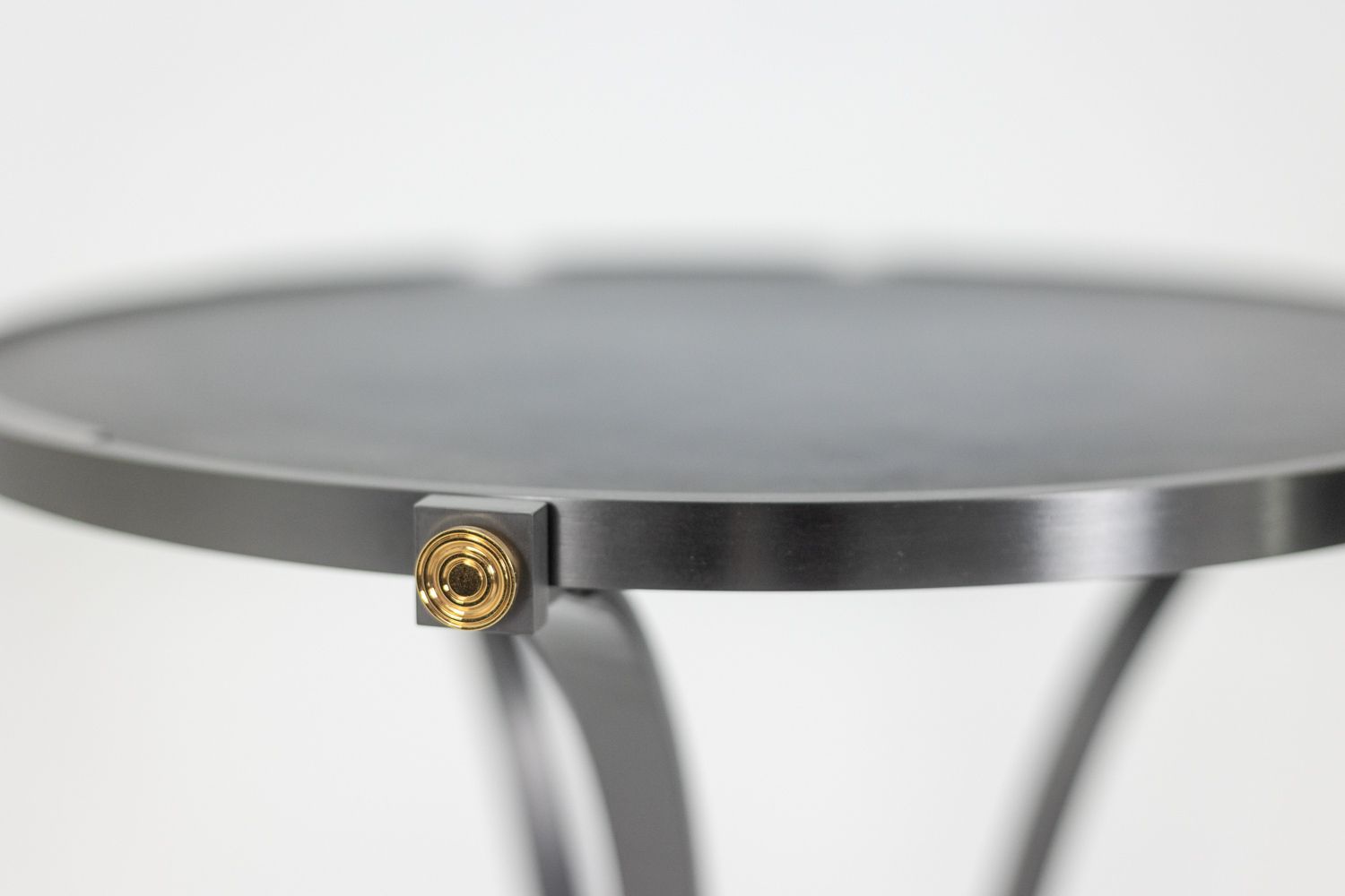 “Canabas” Pedestal Table In Patinated Leather, Steel, And Gilded Brass. Contemporary. Ls59502209h photo Furniture