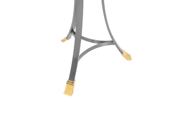 “Canabas” Pedestal Table In Patinated Leather, Steel, And Gilded Brass. Contemporary. Ls59502209h photo buy