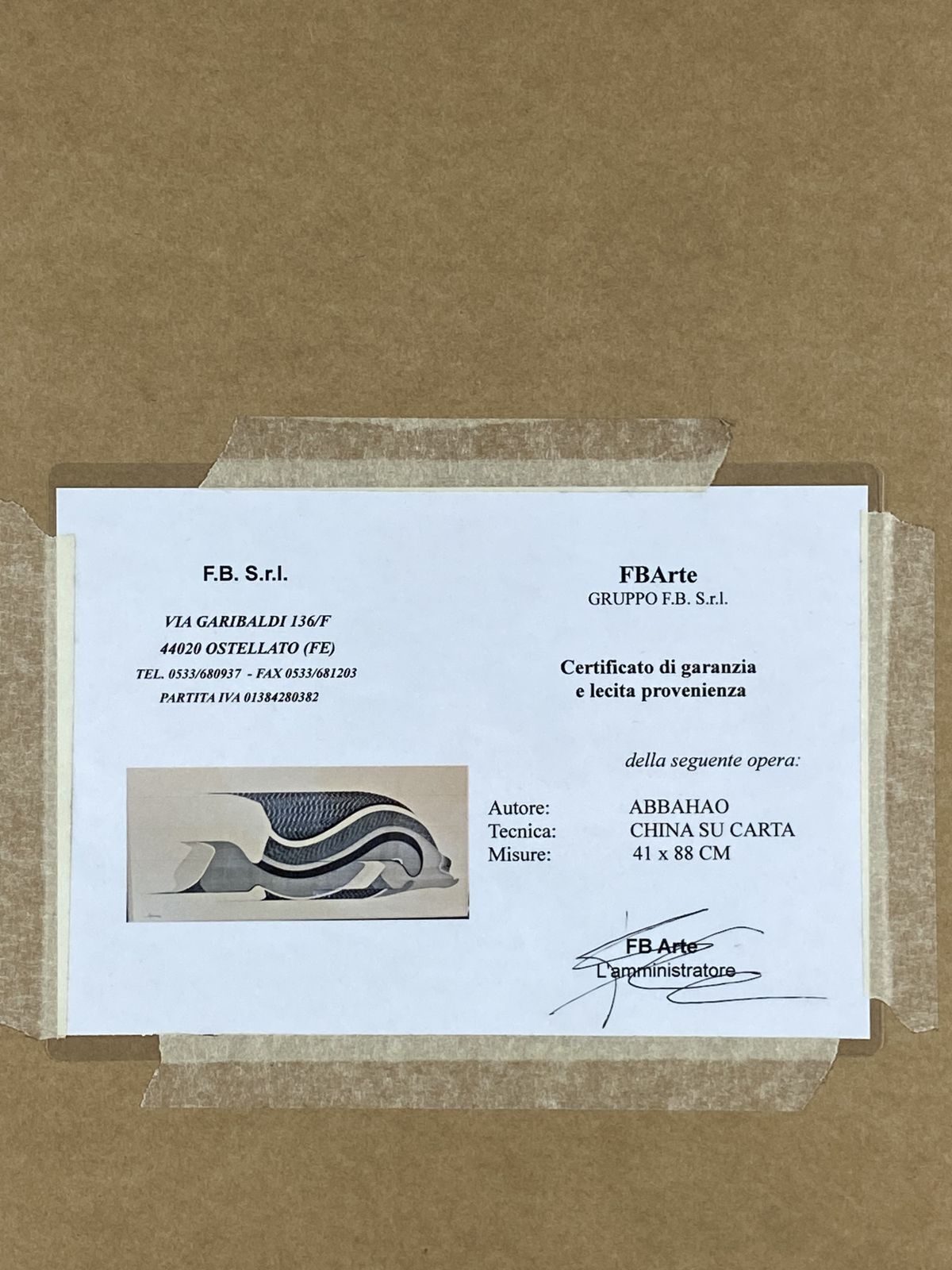 photo vintage Abbahao, Untitled Great Stylized Fish, China On Paper, Italy 1976
