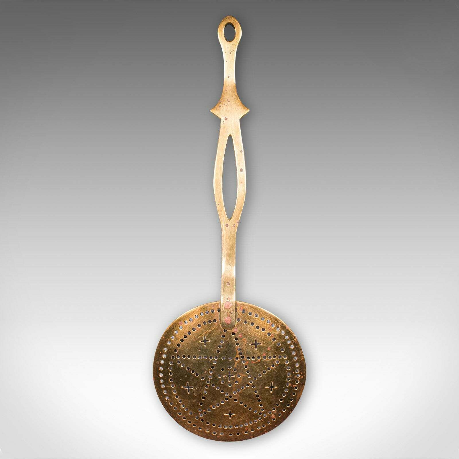 Antique Chestnut Warmer, English, Brass, Fireside Crumpet Toaster, Georgian photo Home Fixtures