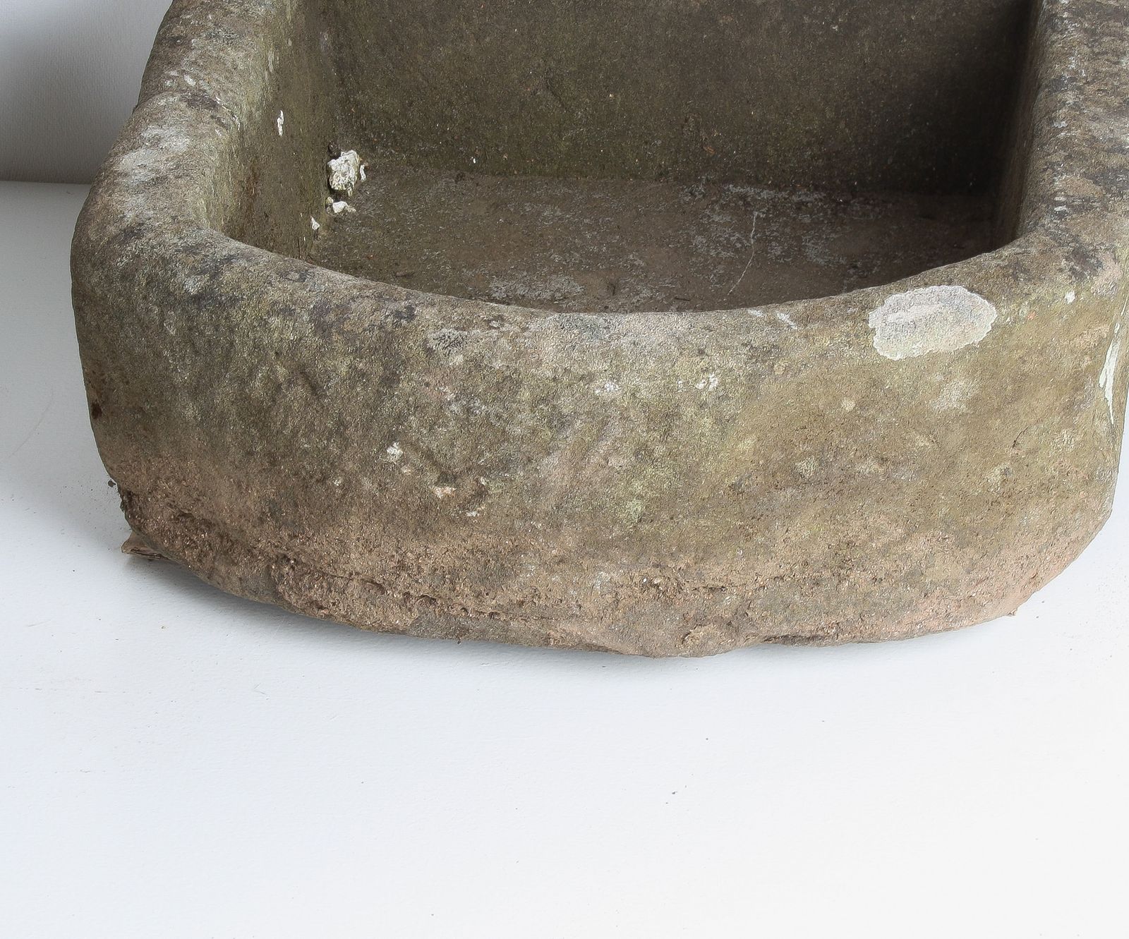 Small D Shape Carved Stone Weathered Sandstone Planter | Bonsai Pot photo vintage
