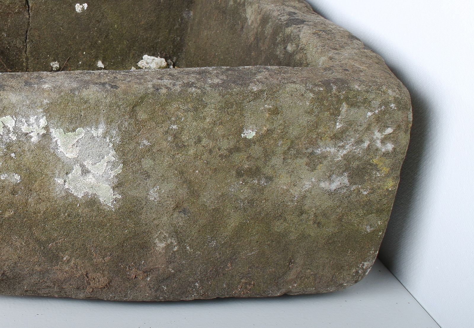 Garden Decor Small D Shape Carved Stone Weathered Sandstone Planter | Bonsai Pot photo