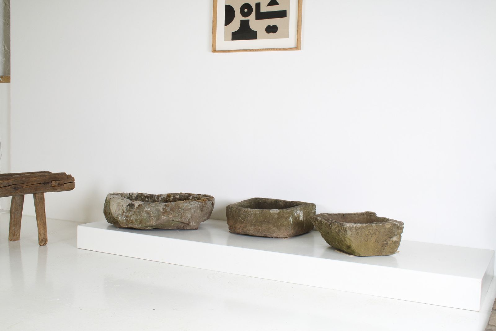 photo buy Small D Shape Carved Stone Weathered Sandstone Planter | Bonsai Pot