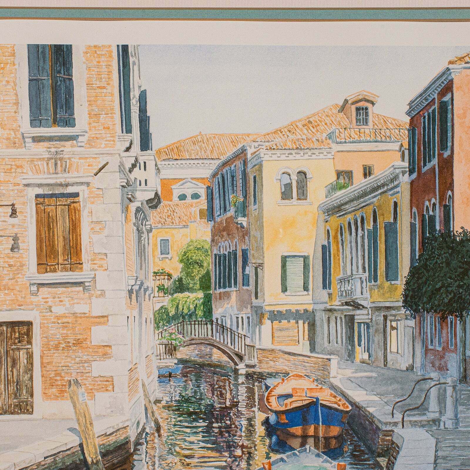 Contemporary Venetian Canal Print, English, Framed, Limited Edition, Hand Signed photo 895.0