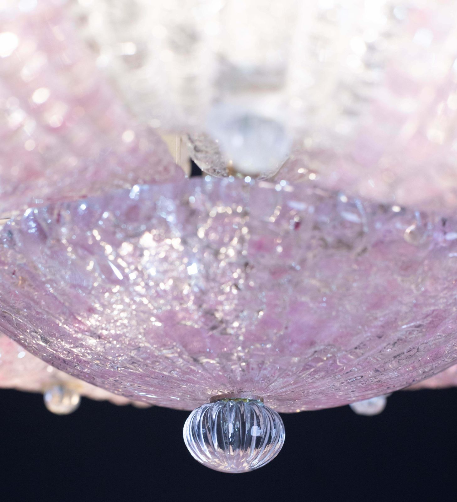 photo for sale Fascinating Vintage Murano Glass Ceiling Lamp Pink