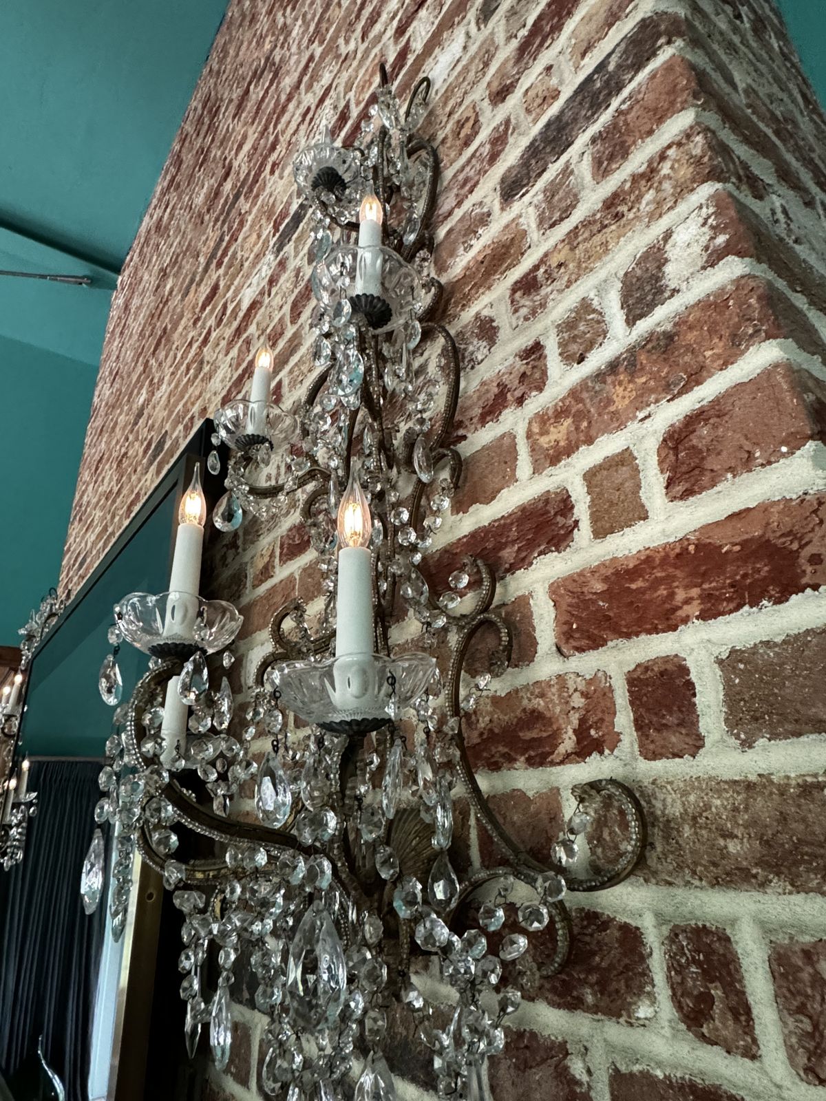 A Pair Of French Crystal Wall. La Cage Aux Folie Fully Electrified photo Lighting