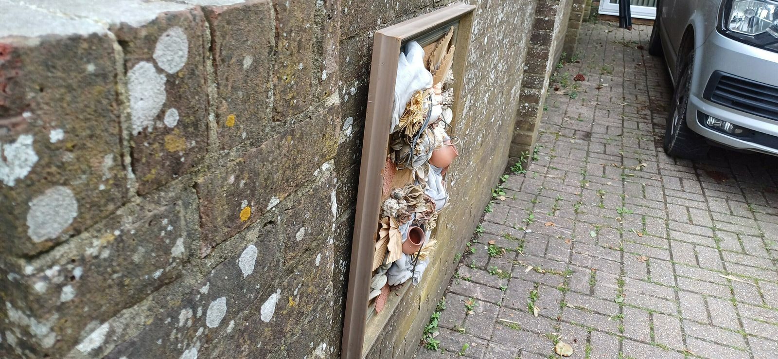 Stunning Piece Of 3d Craft/ Collage   Real Shells, Coral, Material, Plants All Displayed On A Hessian Backing In A Upcycled Vintage Frame photo Art