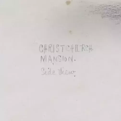 Pencil Sketch By Herbert Wynn Hellings Titled Christchurch Mansion. Side View photo Art