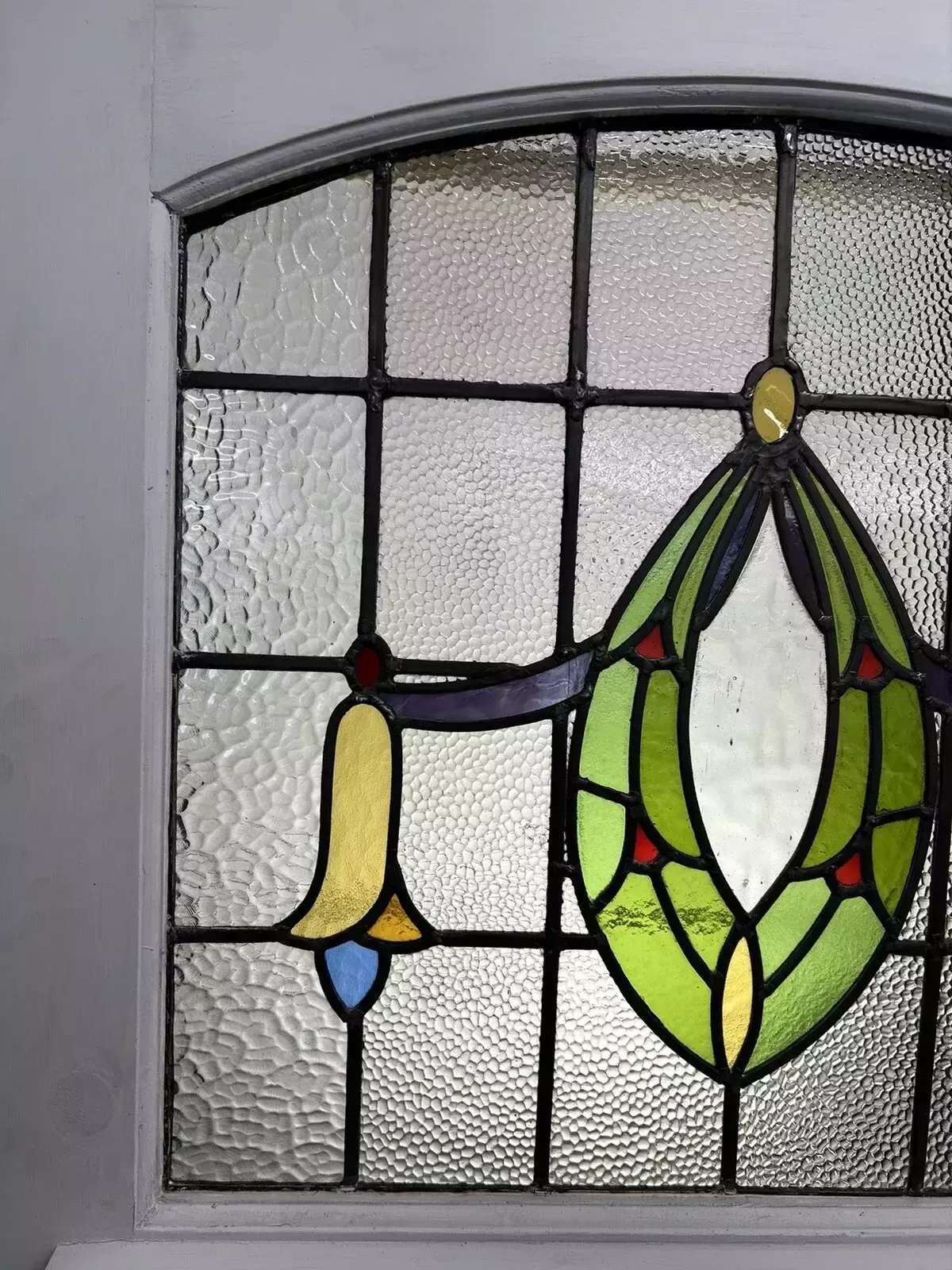 Art Deco Stained Glass Front Door Period Old Reclaimed Antique 20 30 Wood Leaded photo vintage