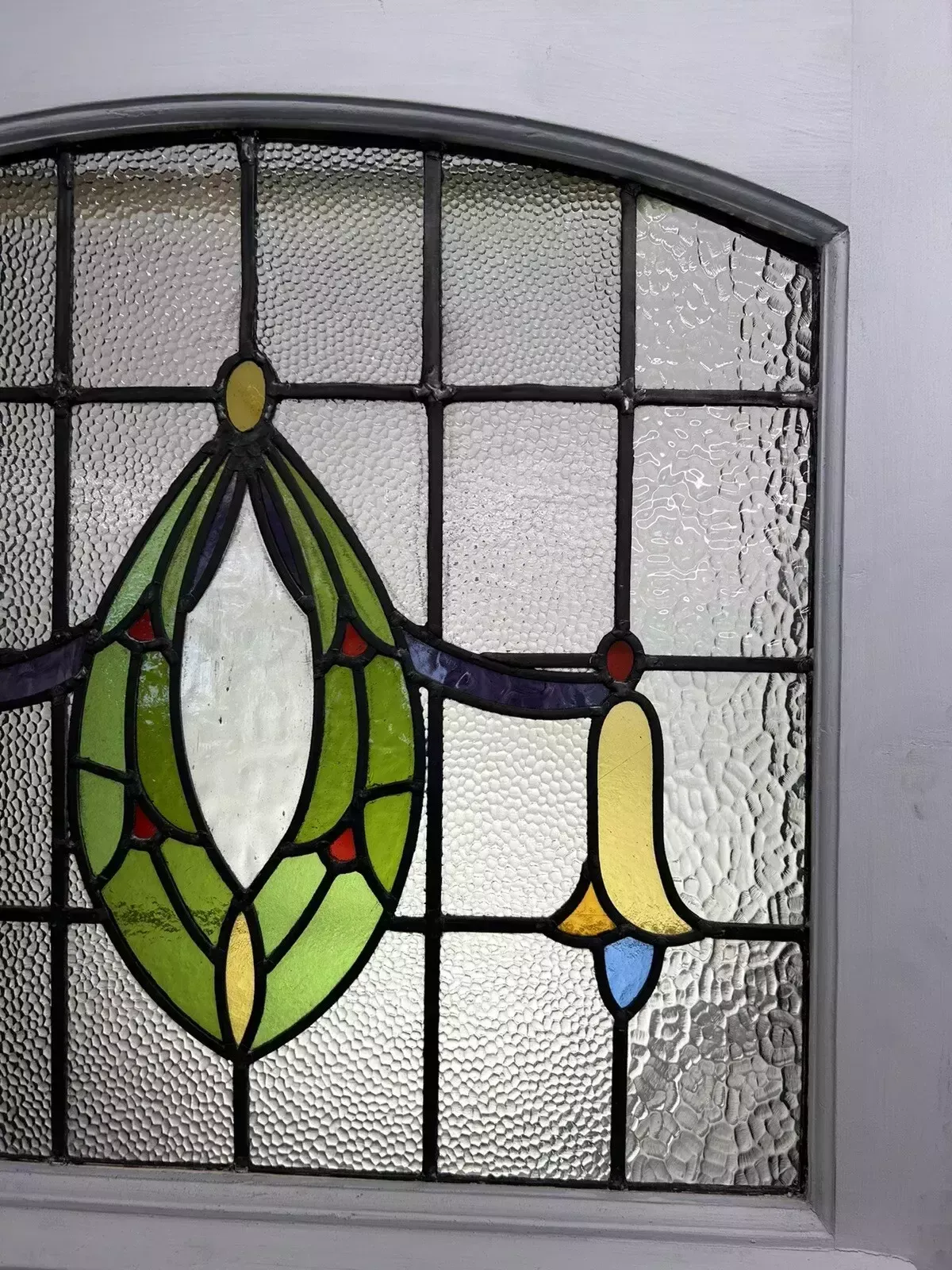 photo for sale Art Deco Stained Glass Front Door Period Old Reclaimed Antique 20 30 Wood Leaded