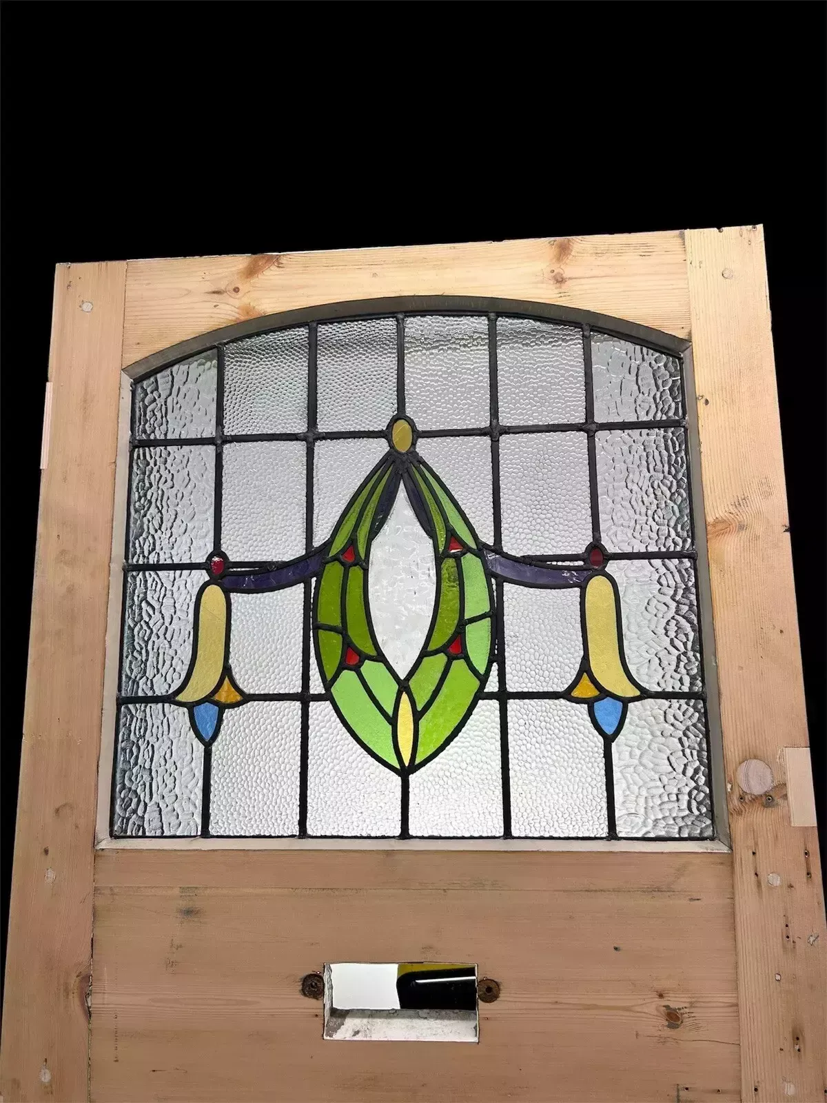 1475.0 Art Deco Stained Glass Front Door Period Old Reclaimed Antique 20 30 Wood Leaded photo