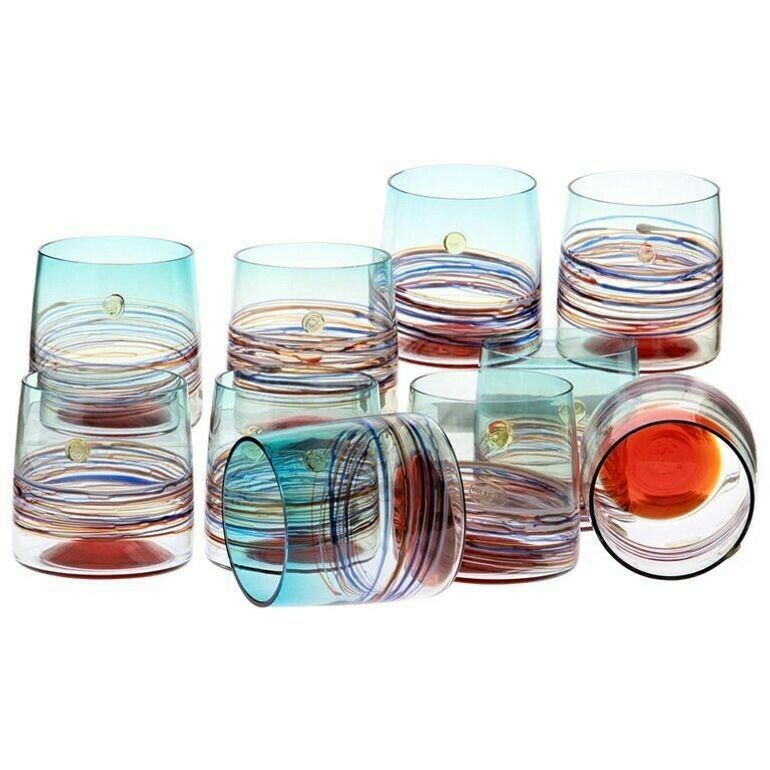 Set Of 10 Murano Tumblers, Cenedese Sfumato 1960, Young Collection, Masterpieces