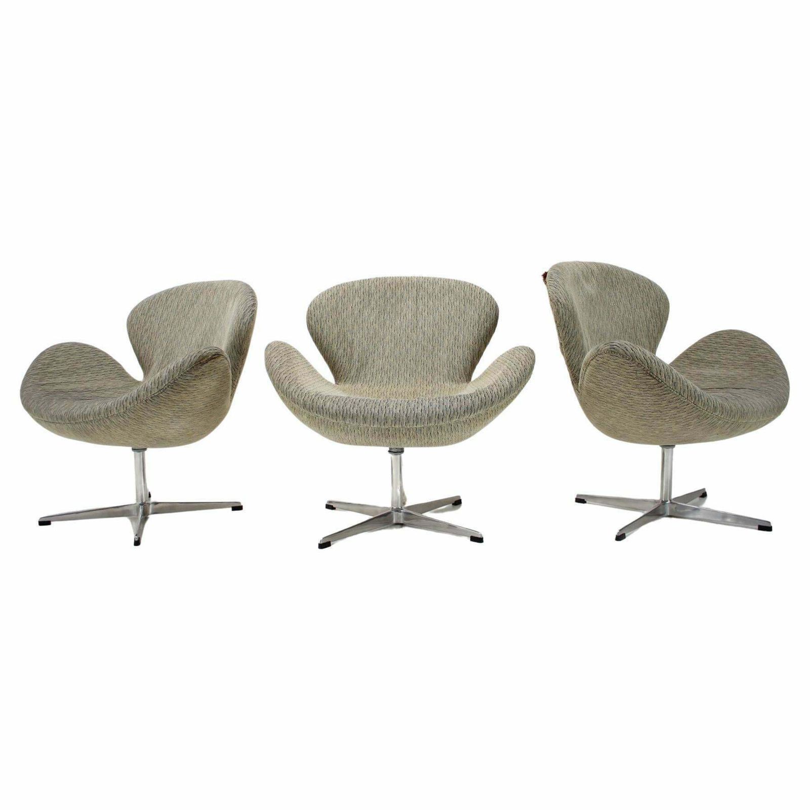 Three Swivel Lounge Armchairs In The Style Of Arne Jacobsen, 1990s