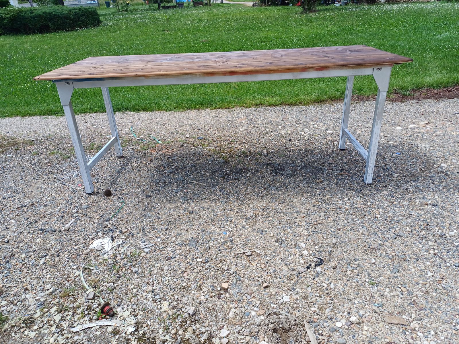 Furniture Industrial Table In Aluminum And Wood photo
