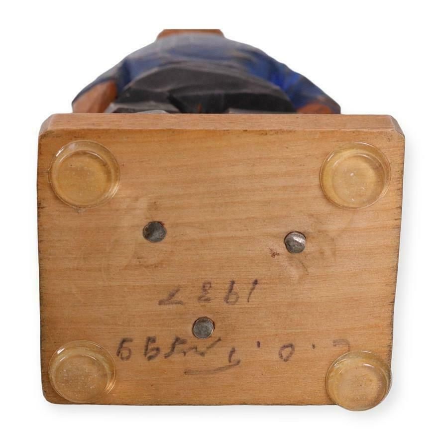 Antique Decorative Wooden Figurine Footballer Carl Olof Trygg Carving Sculpture photo furniture