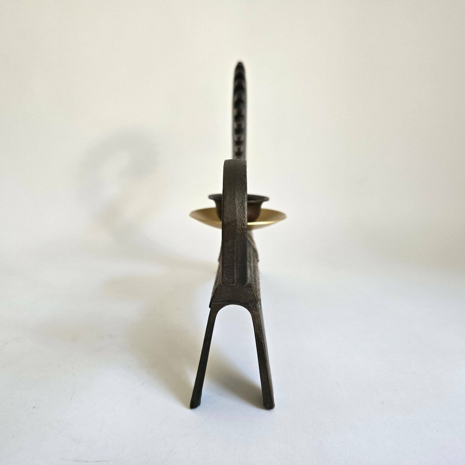 Vintage Mid Century Modern Candle Holder Wrought Iron With Brass 60s Design Ussr photo buy