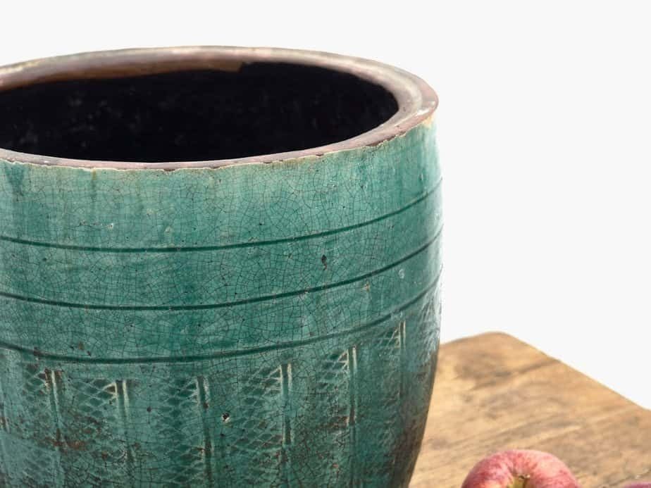 Medium Antique Emerald Green Ceramic Vase (C.1820) photo for sale