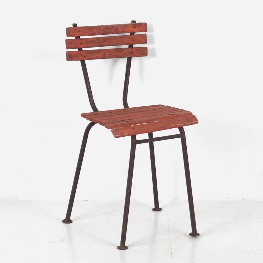 Set Of Antique Red Garden Chairs (C.1920). Set Of 4 Pieces photo vinterior