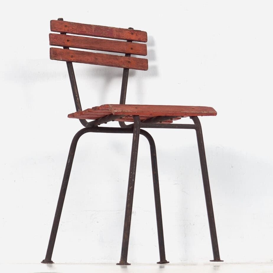 Set Of Antique Red Garden Chairs (C.1920). Set Of 4 Pieces photo buy