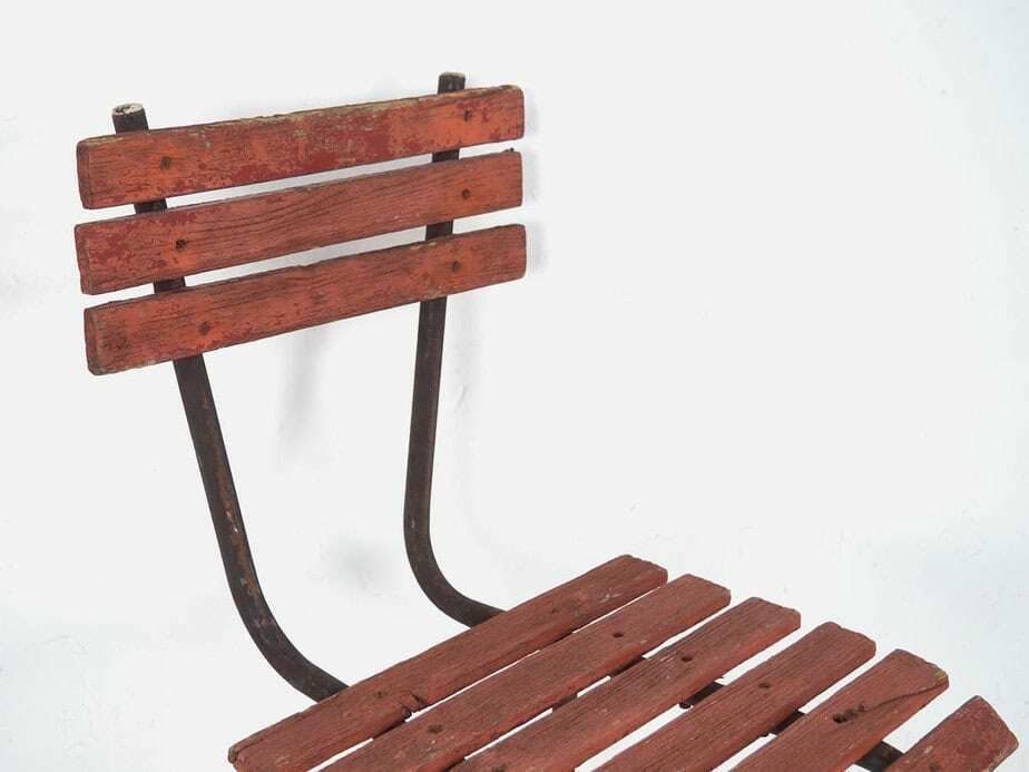 photo furniture Set Of Antique Red Garden Chairs (C.1920). Set Of 4 Pieces