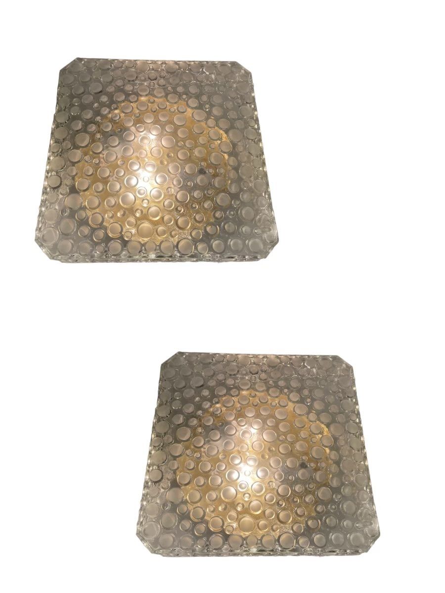 Mid Century Bubble Hustadt Crystal Glass Sconces Set Of 2