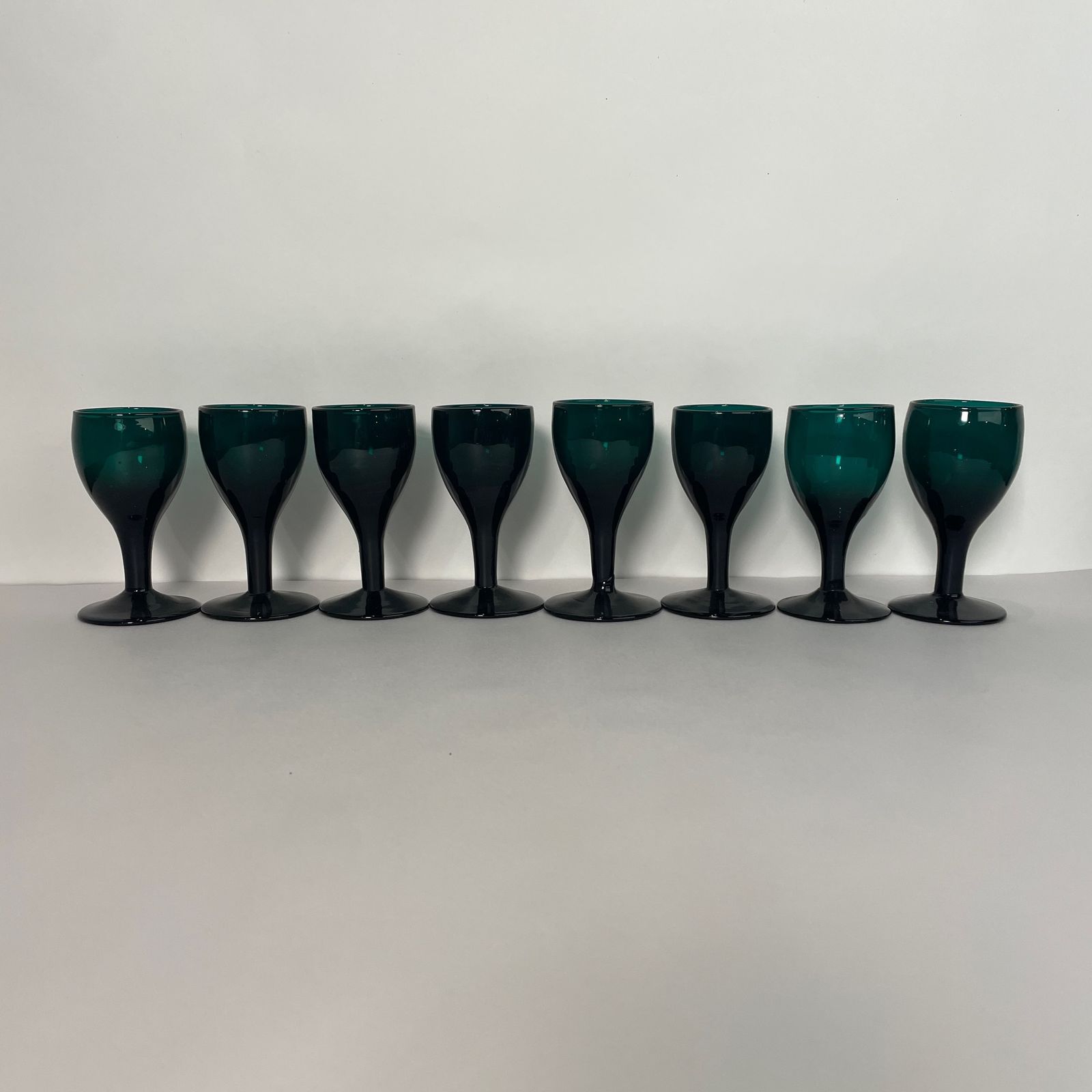 A Set Of 8 Victorian Green Glasses photo for sale
