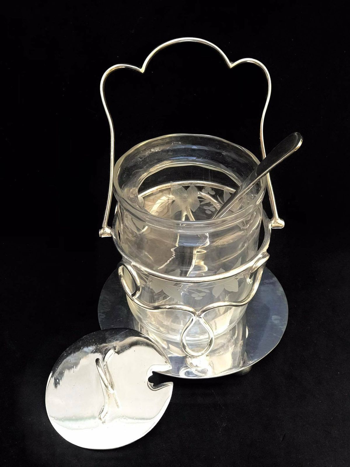 photo for sale Condiment Jar Mustard Jar Jam Jar Mustard Pot Jelly Honey With Spoon Server British Crystal Bowl Breakfast Table Christmas Wedding Gift