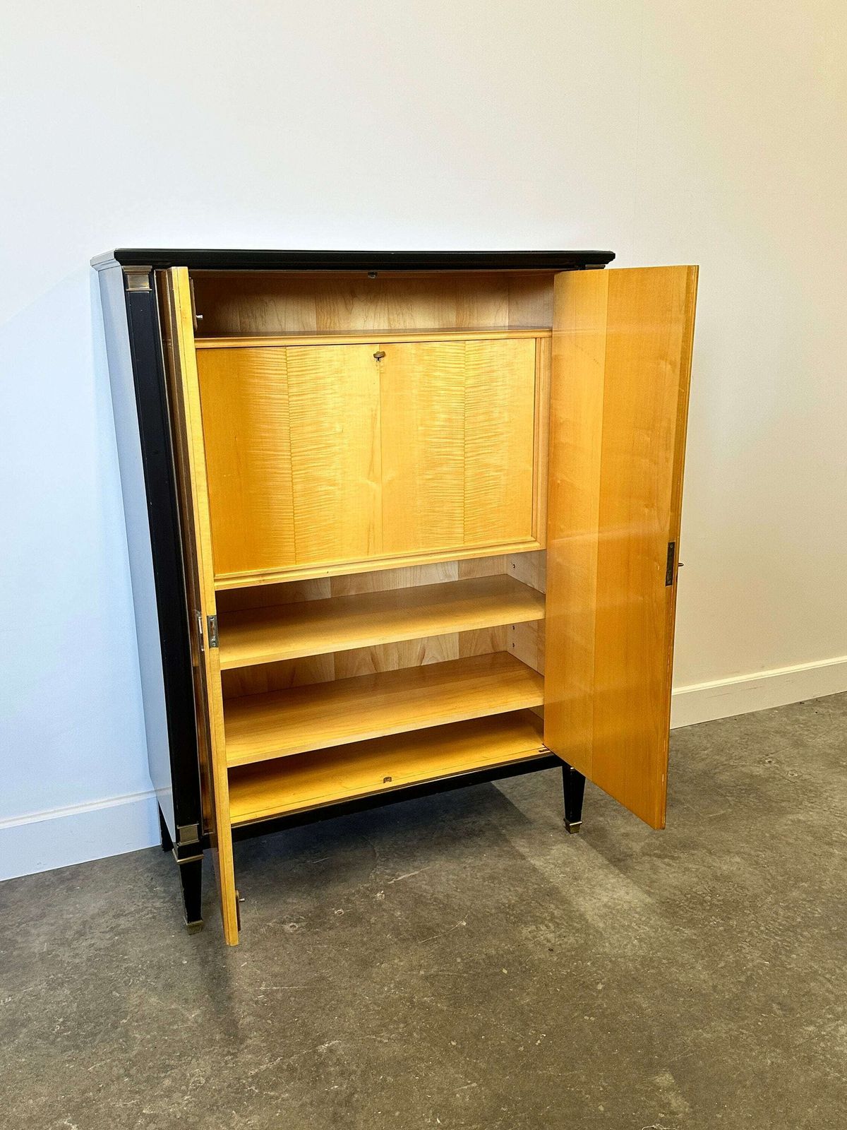Exquisite 1950s Neoclassical Sycamore Secretaire By Frères De Coene, Belgium photo 3404.0