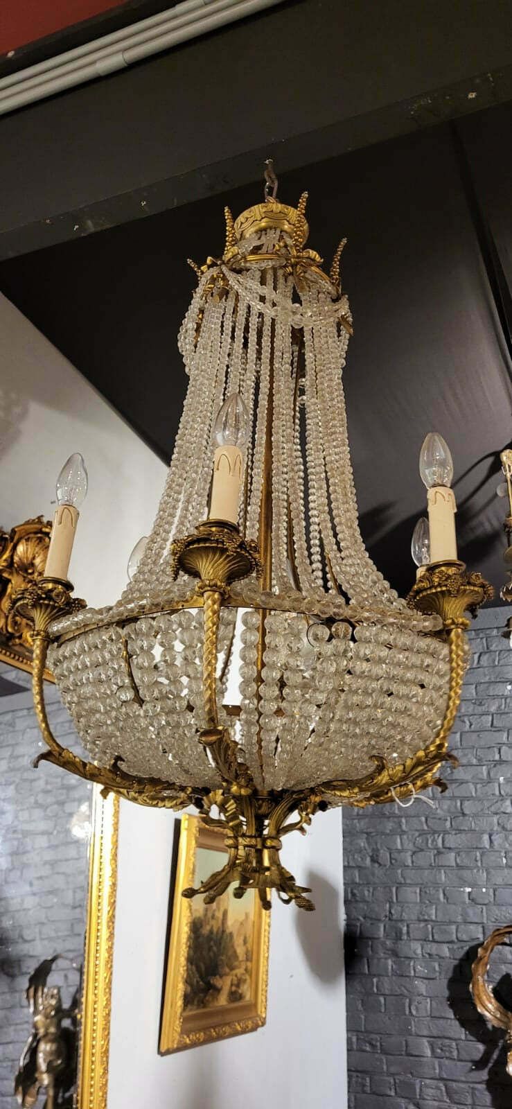 Very Rare, 19thc, French Empire Chandelier, Bronze And Crystal photo furniture