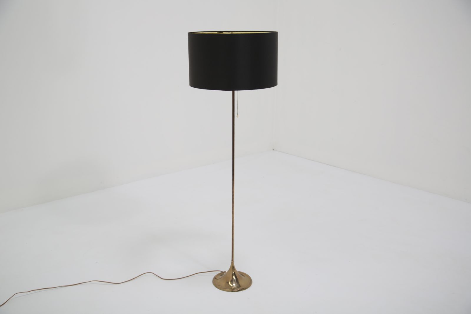 Brass Floor Lamp With Drum Shade, Model G 025, By Alf Svensson, Bergboms, Sweden, 1960s. photo furniture