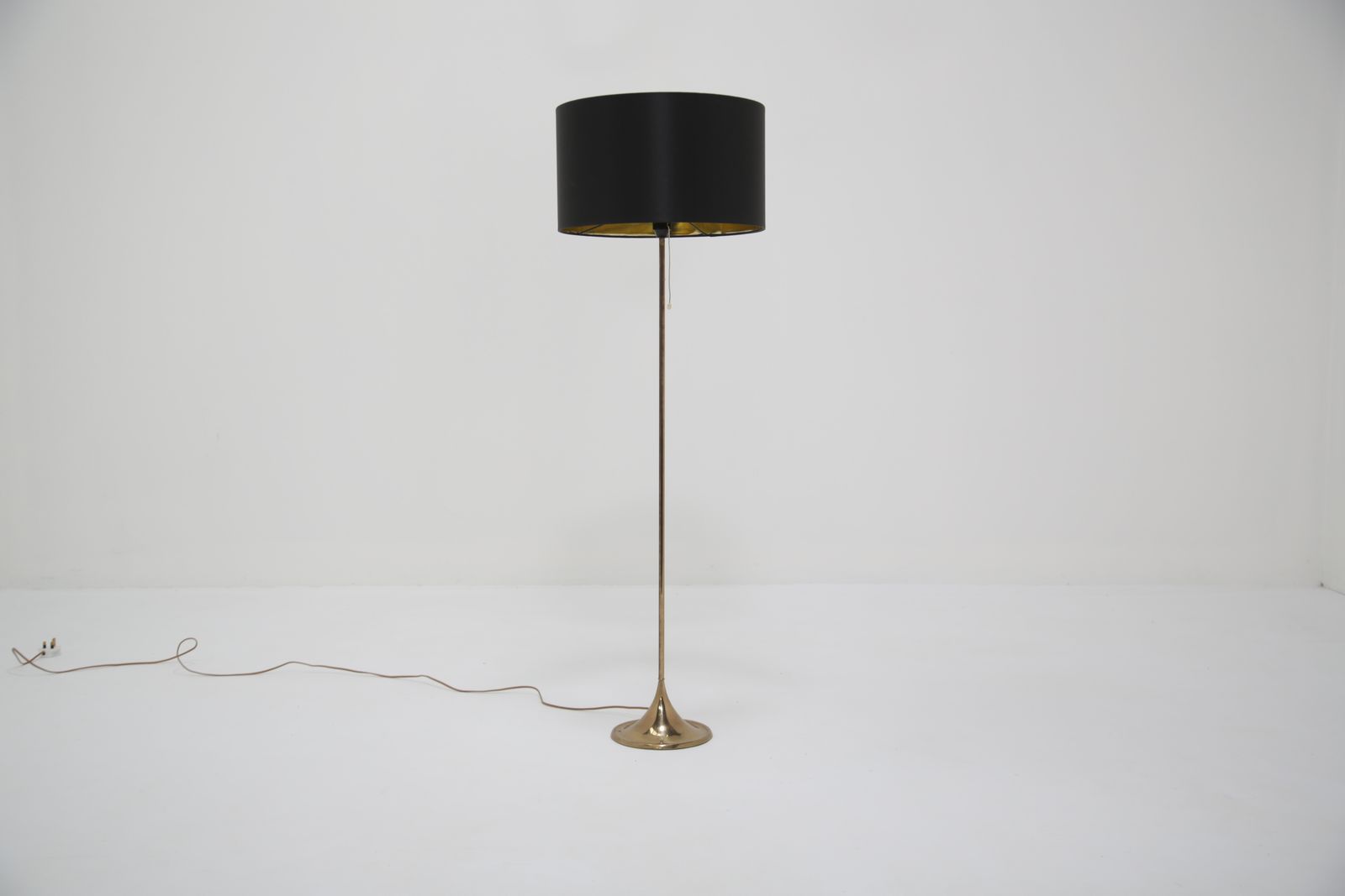 Brass Floor Lamp With Drum Shade, Model G 025, By Alf Svensson, Bergboms, Sweden, 1960s. photo buy