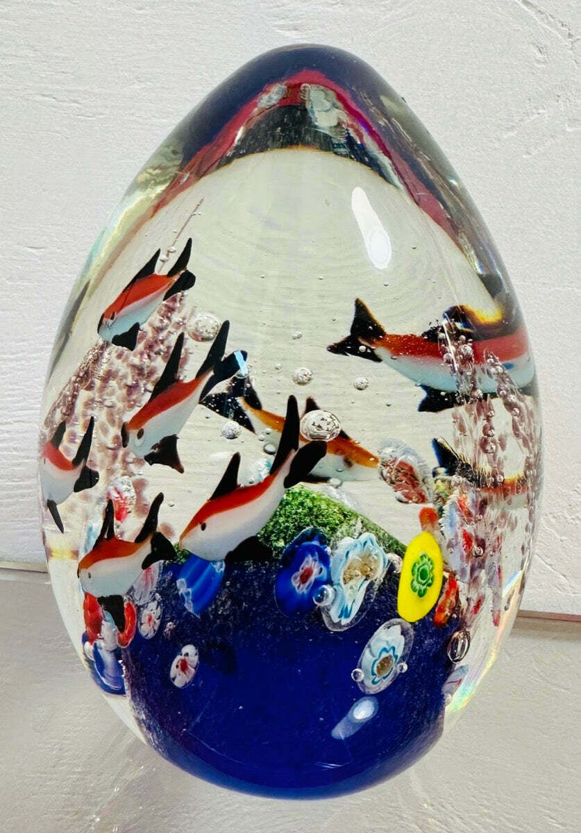 Contemporary Chinese Aquarium Murano Style Glass Paperweight photo Home Decor