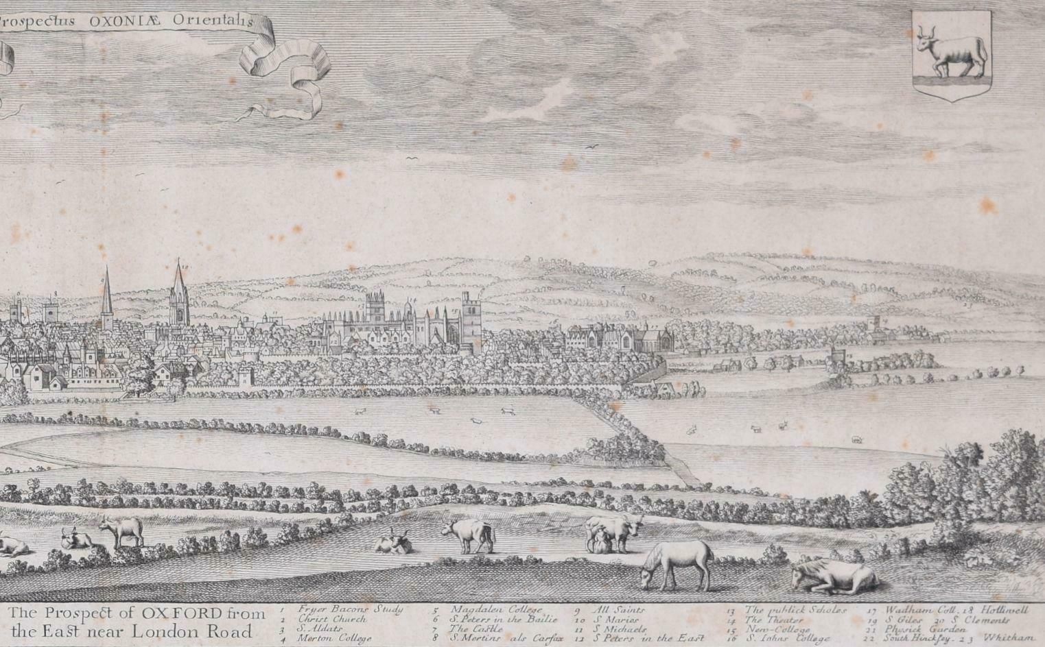 David Loggan Oxford 1675 Engraving By David Loggan Prospectus Oxoniae Orientalis C 1675 photo for sale