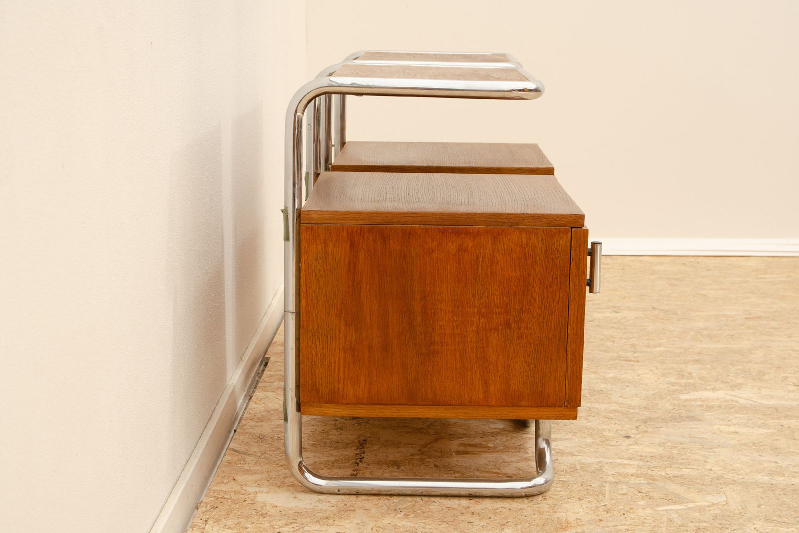 Pair Of Functionalist Chromed Night Stands By Vichr & Spol, 1950’s, Czechoslovakia photo vintage