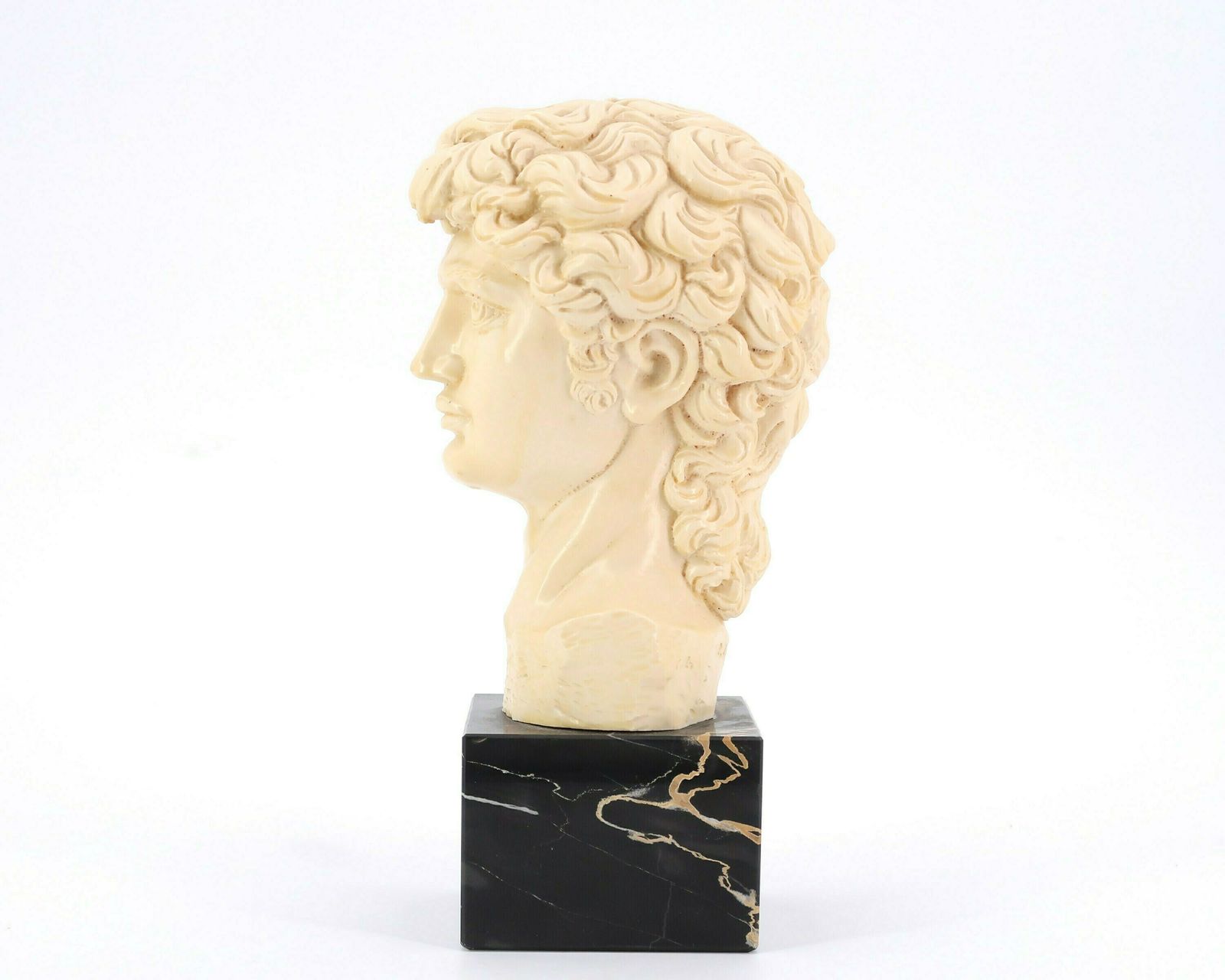 Italian Bust : David, Michelangelo Inspired, 1970s / Marble Base, Man, Art, Antic, Italy photo Art
