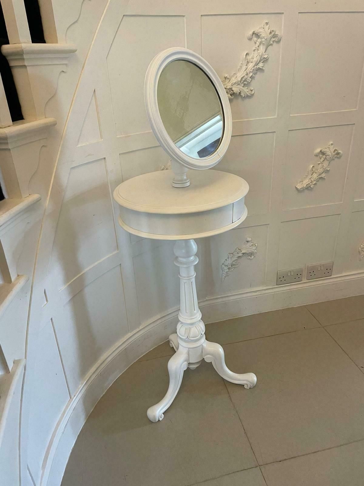 Antique 19th Century Painted Adjustable Shaving Stand Vanity Mirror photo 1295.0