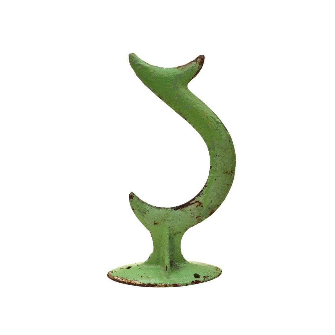 Antique English Victorian Decorative Anti Climb Iron Wall Spike, Antique Sculptural Cast Iron Fish Tail Sculpture photo furniture