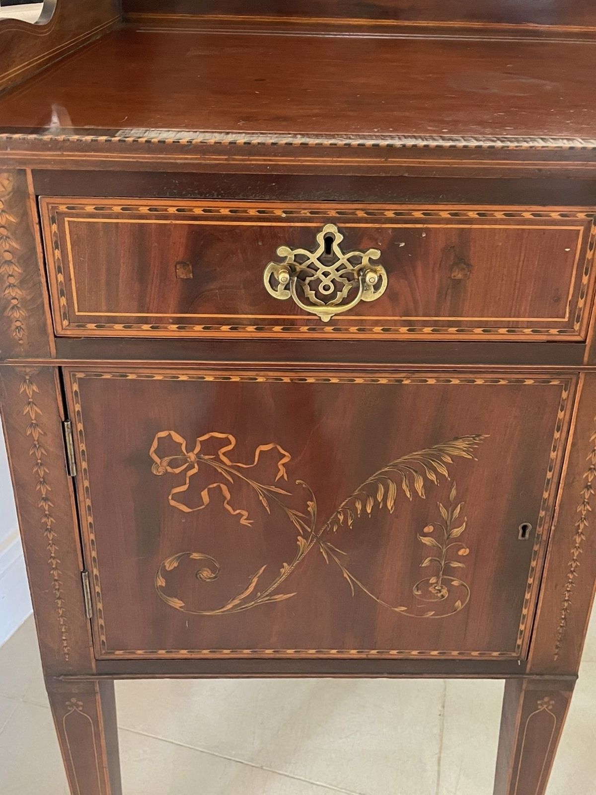 Furniture Magnificent Quality Large Antique 18th Century Inlaid Mahogany Sideboard photo