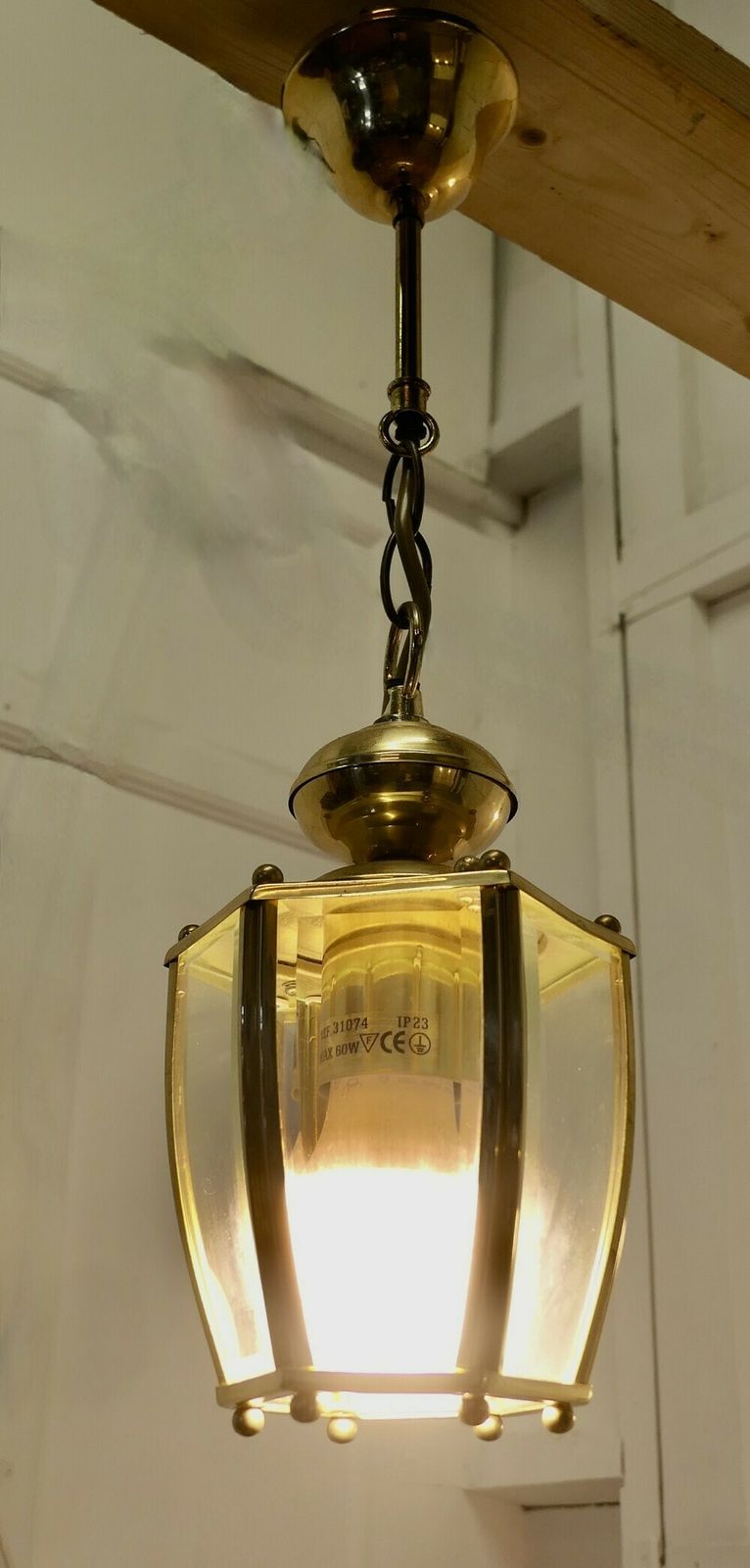 Superb Quality Pair Of Art Deco Style Brass And Glass Lanterns photo Lighting