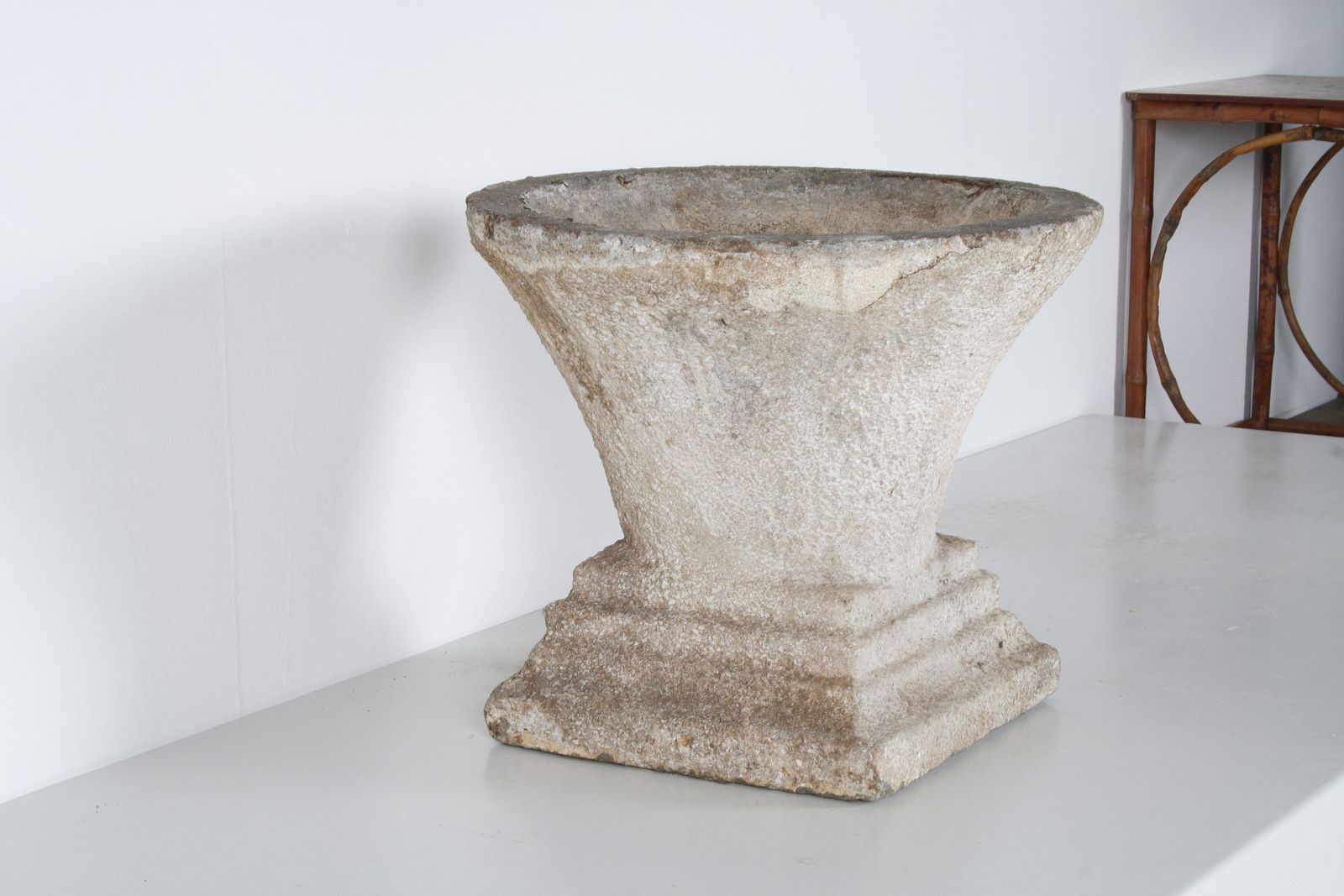 Mid Century Concrete Garden House Planter With Weathered Patina In The Manner Of Willy Guhl photo for sale